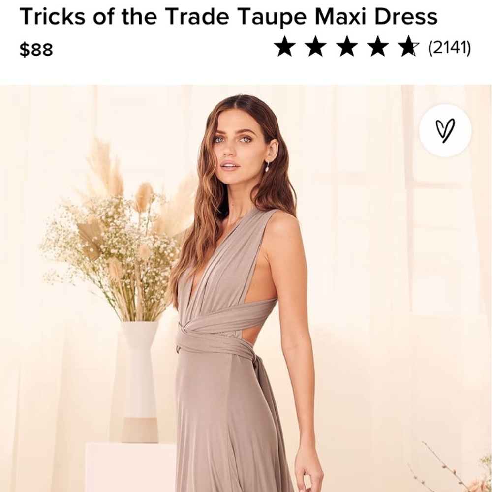 NWT Lulu’s Tricks of the Trade maxi Wrap Dress in Taupe